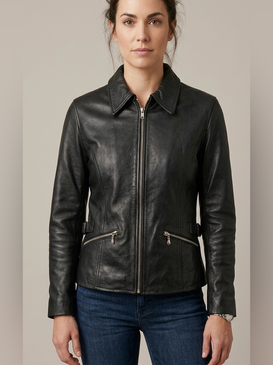 Vintage Wilsons Leather Experts Black Leather Moto Biker Jacket Size M